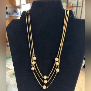 Vintage Monet Gold Pearl Necklace